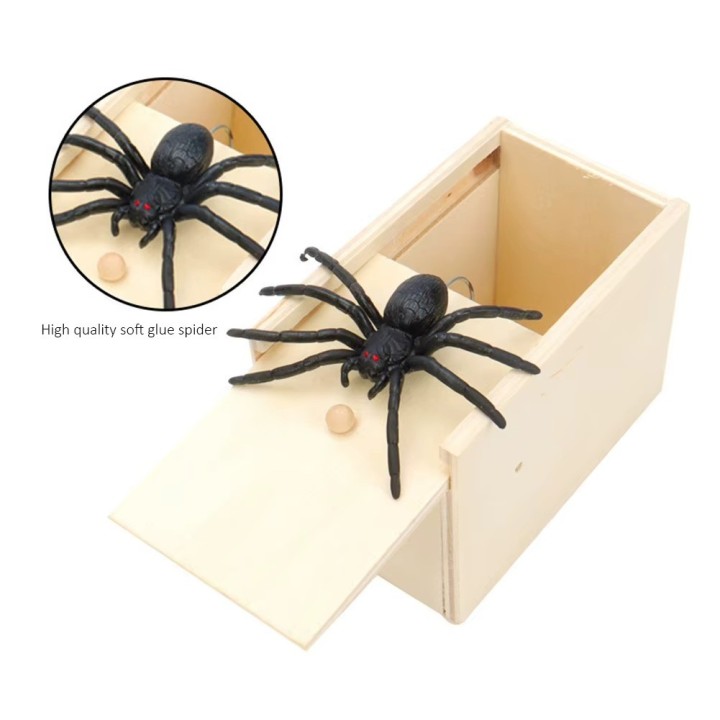 Spinne In Box, Spinne Streich-Box, Holz