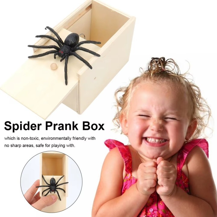 Spinne In Box, Spinne Streich-Box, Holz