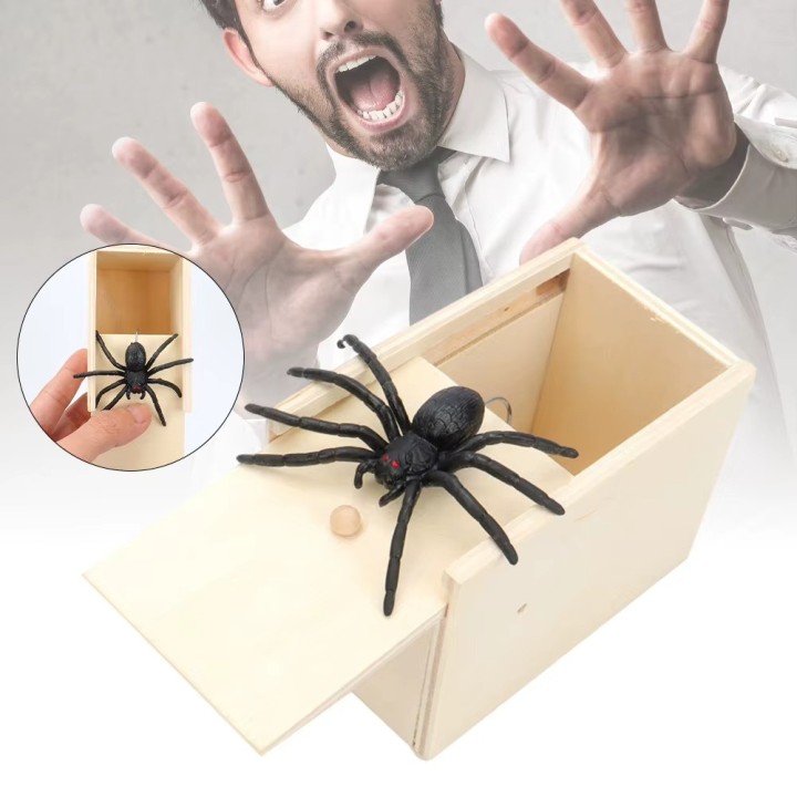 Spinne In Box, Spinne Streich-Box, Holz